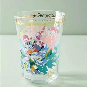 ANTHROPOLOGIE Gilded Journey Juice Glasses (2) Ciao Bella Floral Pattern NEW